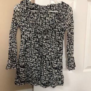 Inc black and white flowy blouse
